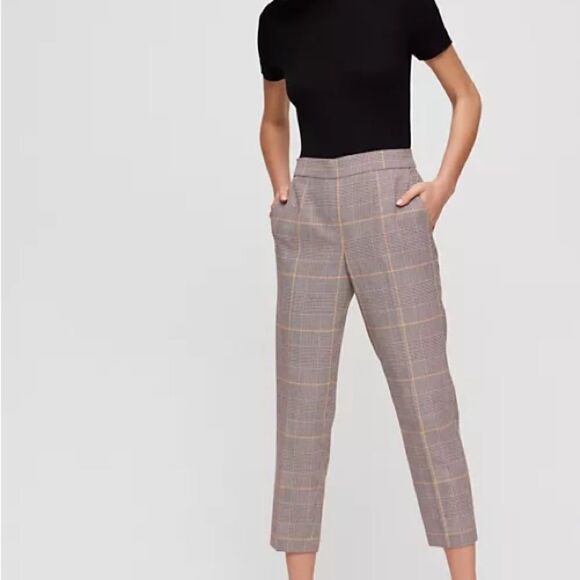 Aritzia Babaton Plaid Check Conan Pull On Crop Pant Sz 0 - Picture 1 of 14